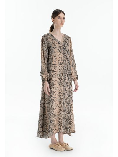 Snake Printed Maxi Straight Dress -Sale