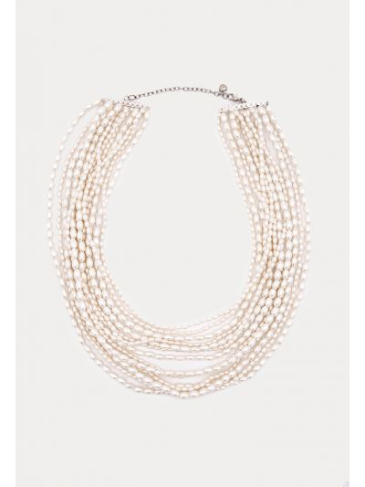 Multi Layer Oval Pearl Bead Necklace