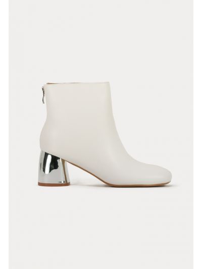Faux Leather Block Heel Boots