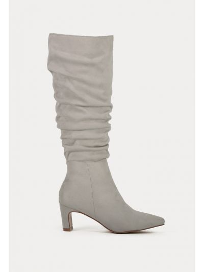Wringkled Knee High Suede Boots