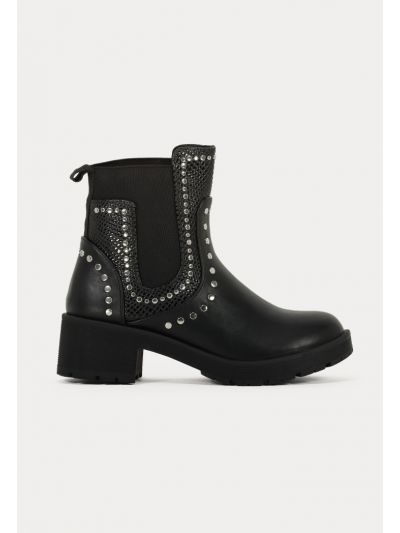 Flat Studded Ankle Boots