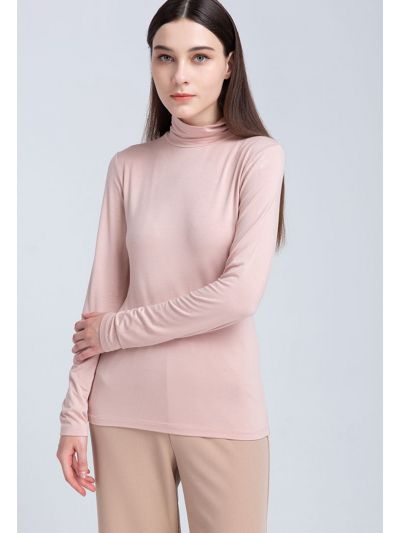 Turtle Neck Solid Basic T-Shirt