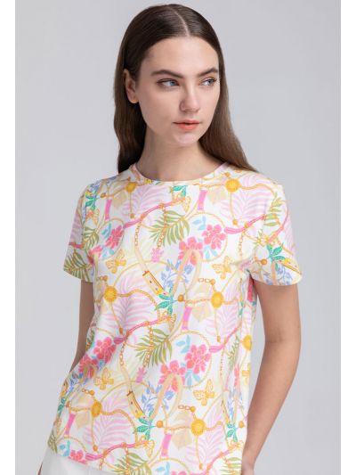 Tropical Chain Printed T-Shirt