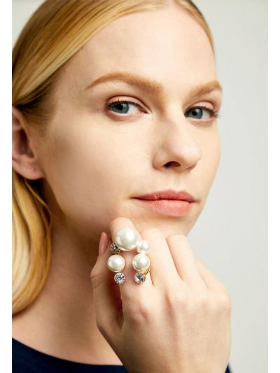 Pearl Rhinestone Gemstone Fashion Ring