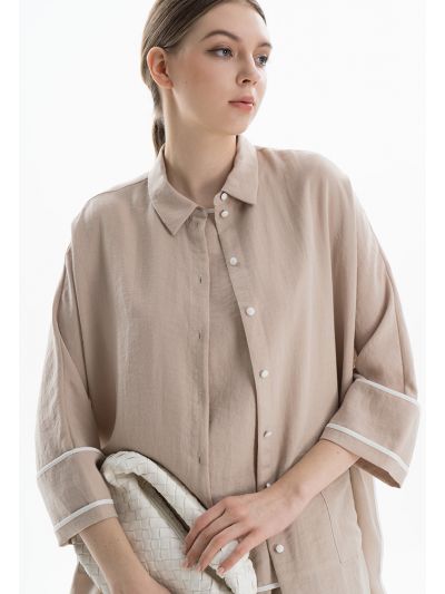 Contrast Detailed Patch Pockets Buttoned Shirt -Sale