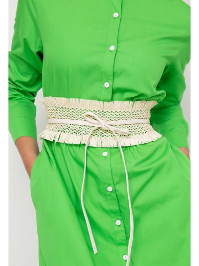 Woven High Waist Tie Belt