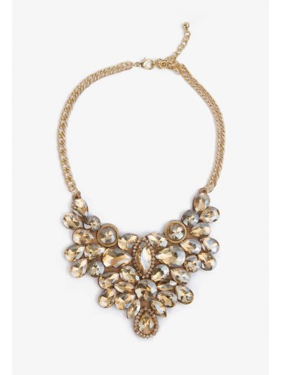 Floral Rhinestones Embellished Necklace