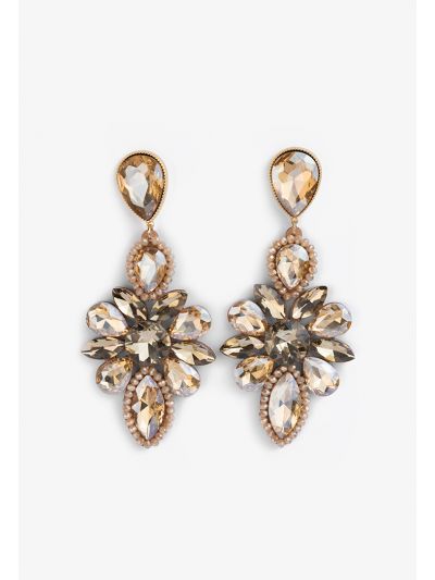 Floral Rhinestones Embellished Earrings