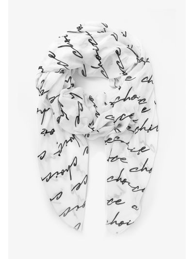 Fringe Hem Logo Printed Scarf