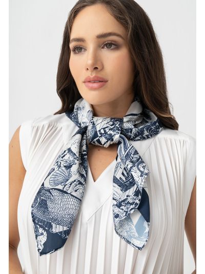 Square Printed Fish Scarf