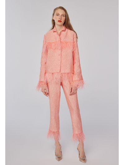 Fringed Ankle Textured Trouser -Sale