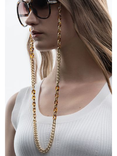 Two-Tone Curb Gold Acrylic Eyeglasses Lanyard