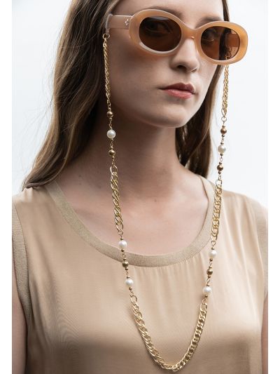 Gold Platted Link Chain With Faux Pearl