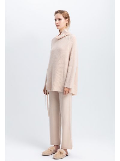 Elasticated Waist Knitted Wide Leg Pants
