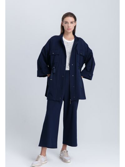 Solid Color Elasticated Back Waist Pants