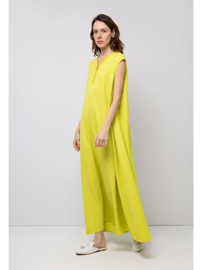Sleeveless Embroidered Solid Dress-Ramadan Style