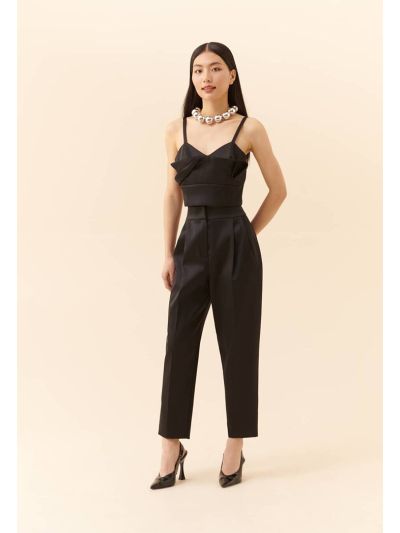 Roman Carrot Cut Solid Trousers Black