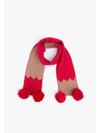 Knitted Pom Pom Scarf