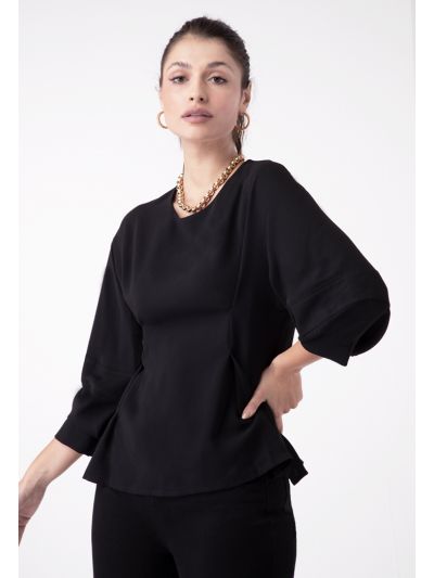 Solid Round Neck Blouse