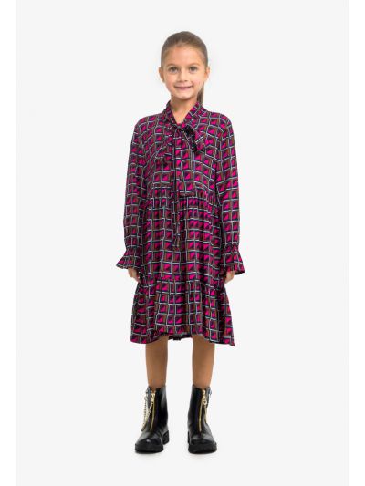 Ikat All Over Printed A Line Flared Hem Midi Dress