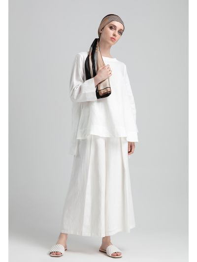 Solid Color Linen Wide Leg Pants