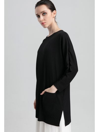 Pleated Stretch Jersey Tunic Blouse