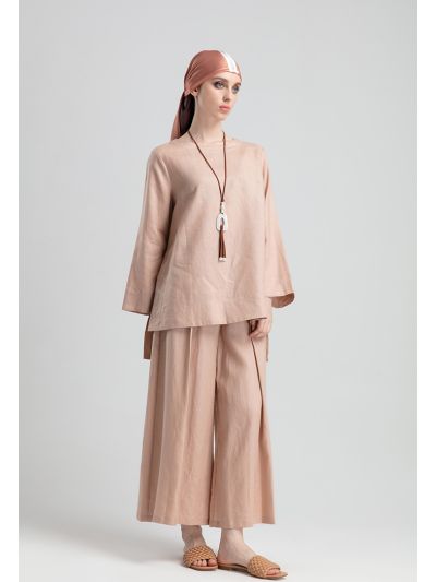 Solid Color Linen Wide Leg Pants