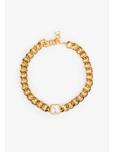 Mother of Pearls Embellished Chain Necklace