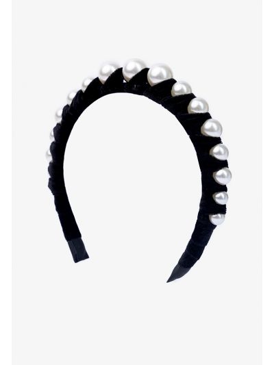 Chunky Velvet Faux Pearl Headband