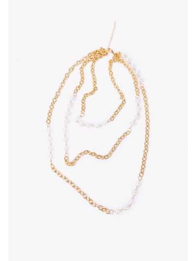 Chained Faux Pearl Opera Necklace