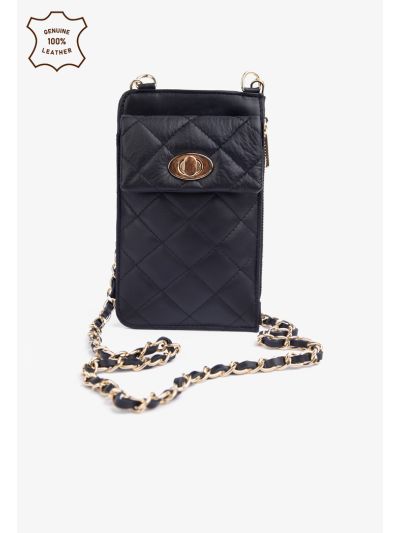 Solid Quilted Crossbody Bag