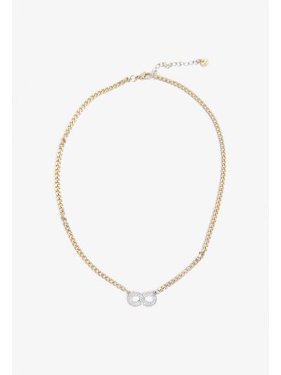 Crystal Embellished Round Charm Necklace