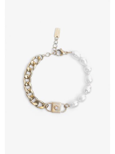Faux Pearls Embellished Chain Bracelet