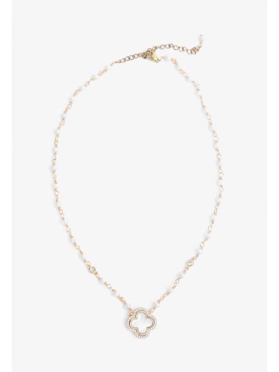 Modern Crystal and Faux Pearls Embellished Necklace