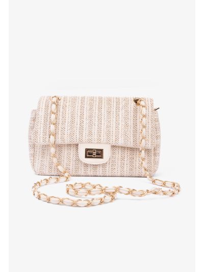 Solid Woven Satchel Bag
