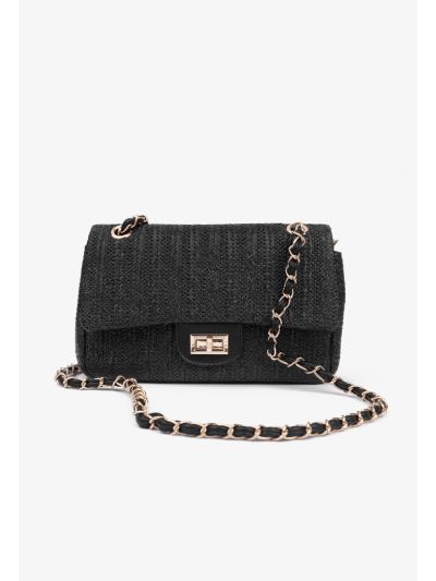 Solid Woven Satchel Bag