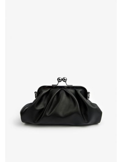 Solid PU Leather Crossbody Clutch