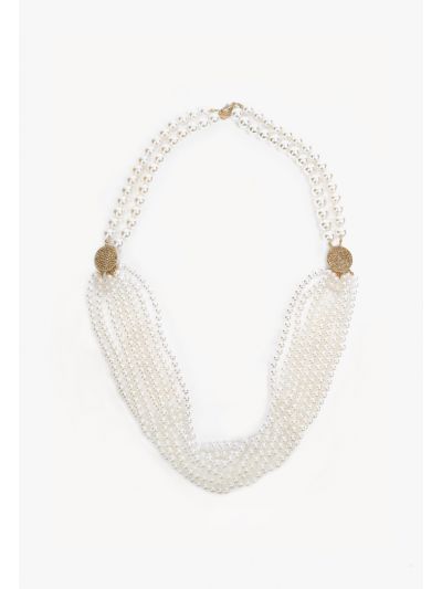 Chunky Embellished Faux Pearls Necklace