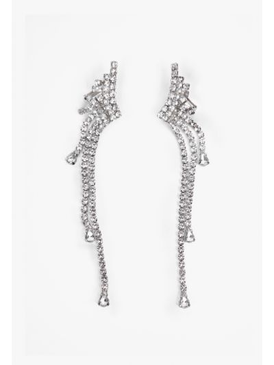 Crystal Fringes Faux Pearls Earrings
