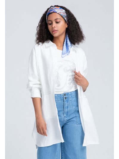 Patch Pocket Solid Oversized Shirt