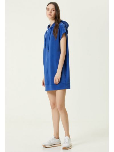 Network Hooded Mini Dress Blue