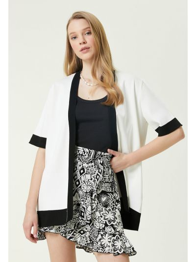Club Band Detail Cardigan White