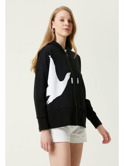 Club Hoodie Contrast Logo Sweatshirt Black