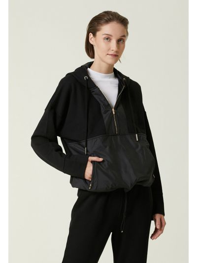 Collection Hooded Garnish Sweatshirt Black