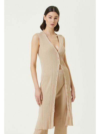 Collection Sleeveless Knitwear Cardigan Stone