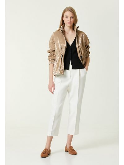 Club High Waist Pleated Detailed Trouser White
