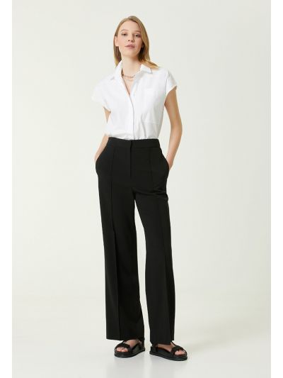 Club High Waist Ribbed Trouser Black
