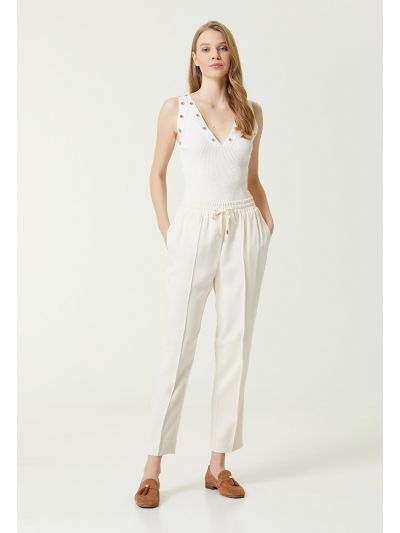 Club Drawstring Detail Trouser White