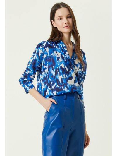 Network Patterned Blouse Blue