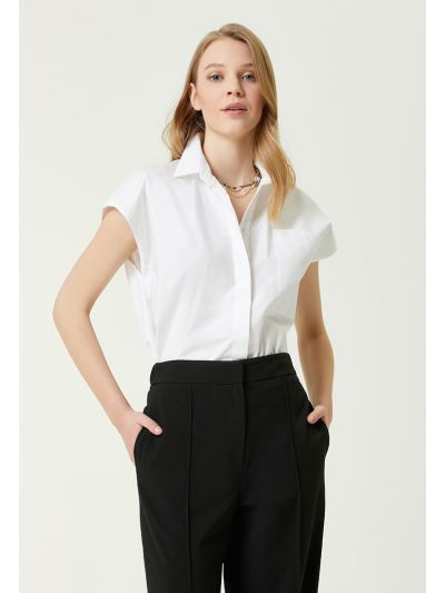 Club Pocket Sleeveless Poplin Shirt White
